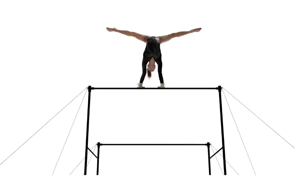 Gymnast on high bars