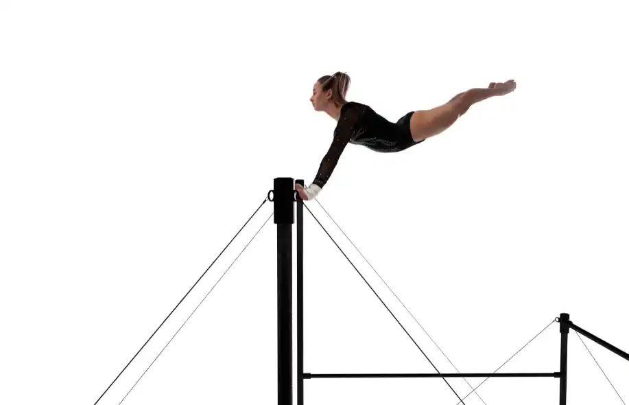 Gymnast Swinging on High Bars