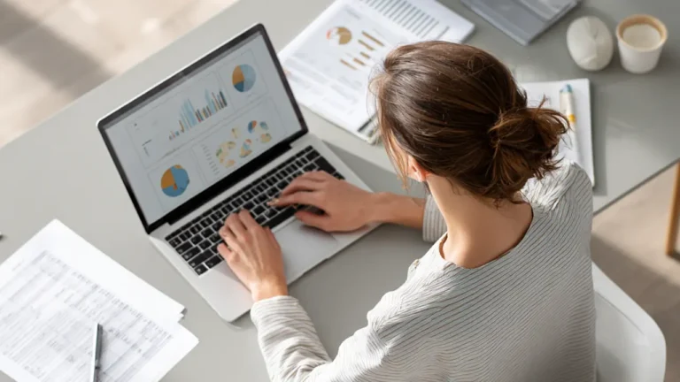 Buyer reviews sell through data on laptop